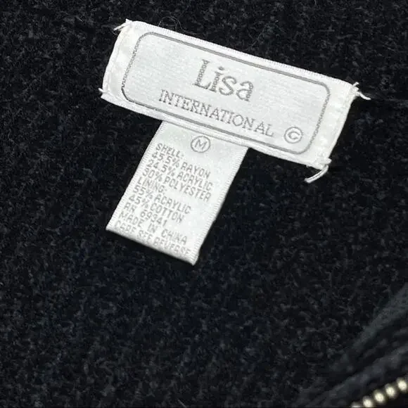 Lisa International faux fur animal print sweater zip front high neck - Picture 11 of 11